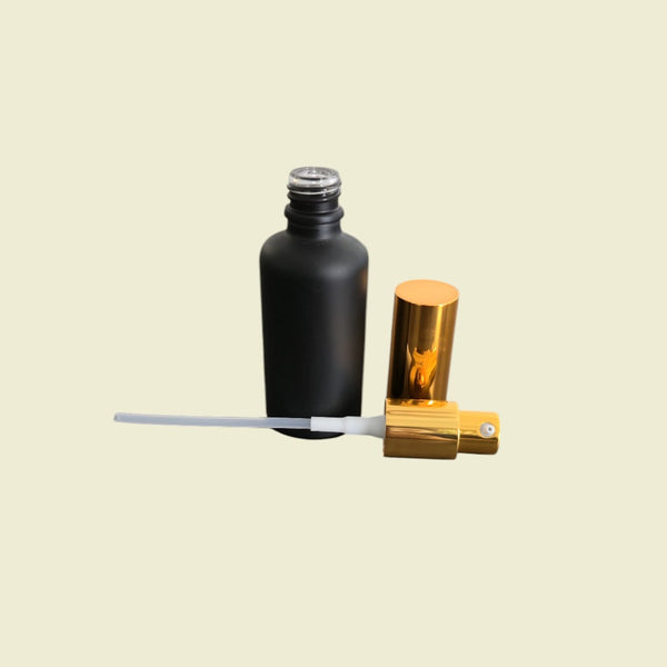 50 ml black glass serum bottle- pump lid