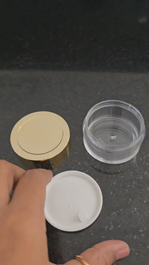 25 gms acrylic container with gold cap
